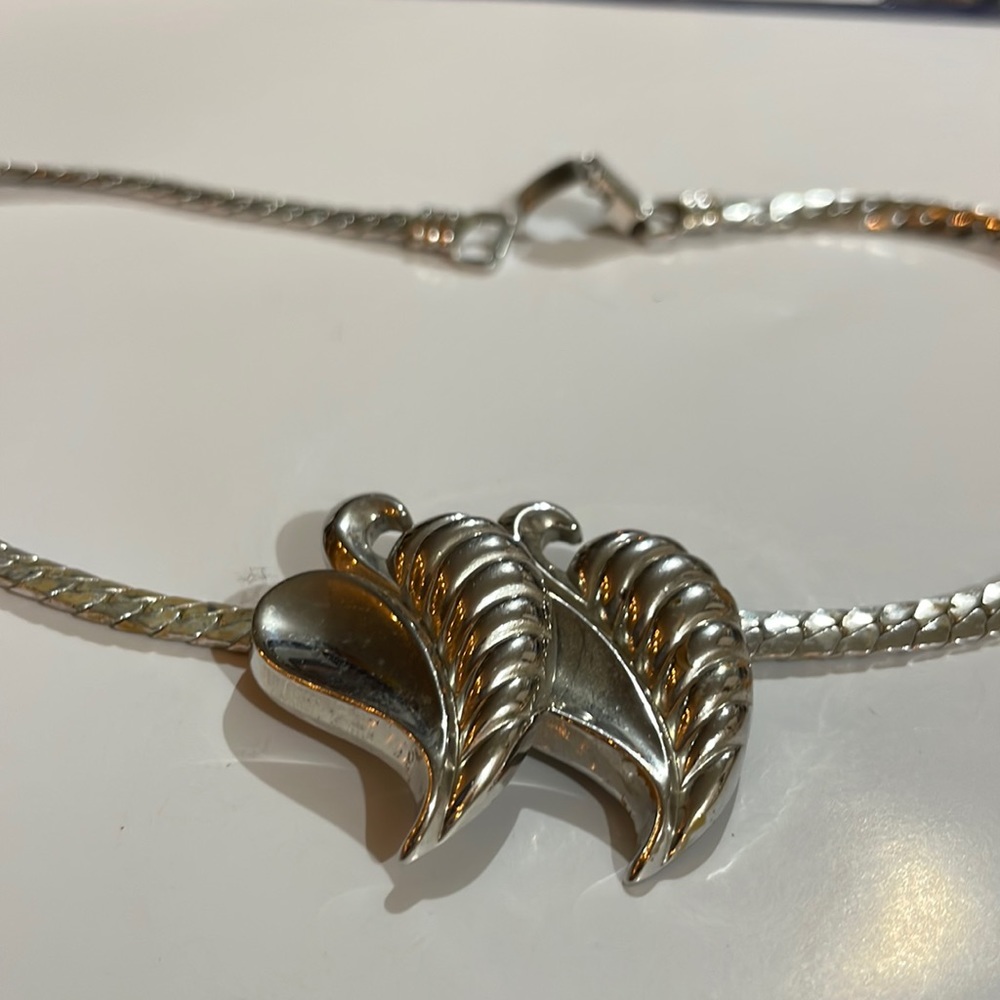 Necklace 1940s Coro Pegasus Silver Tone Vintage Chain Pat Des Pend Signed